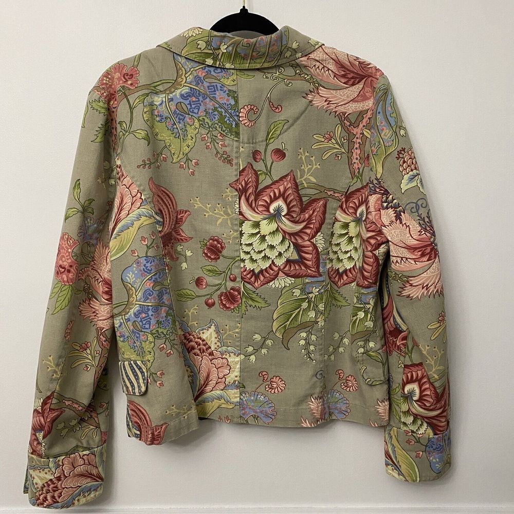 Women's Coldwater Creek Multicolor Floral Jacket Large  Button Boho USA Heavy - Picture 13 of 13